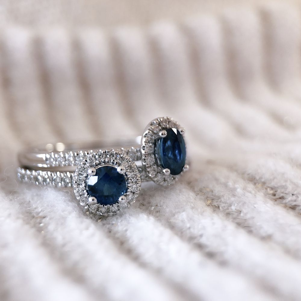 Damenring aus Weißgold mit Saphir und Brillant – Eleganz in Fassung