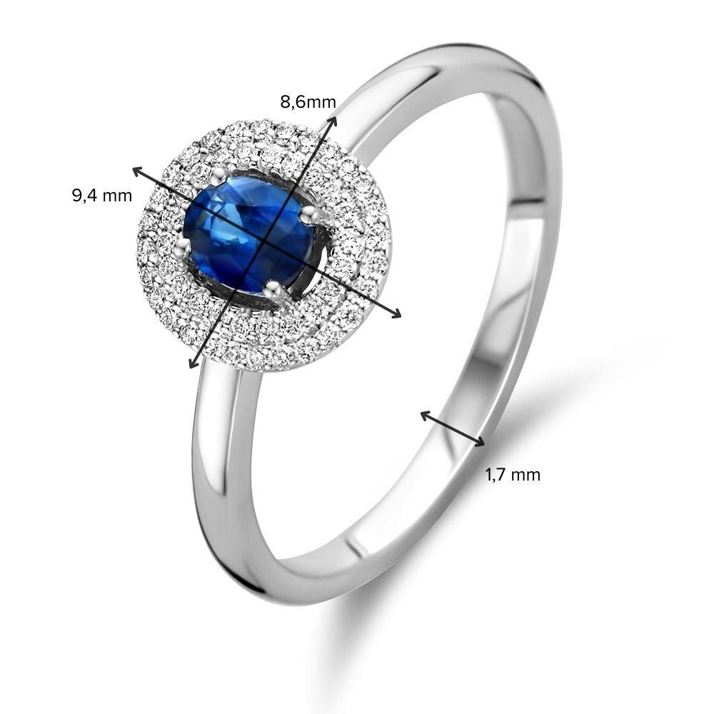 Ring Weißgold Brillant + Saphir