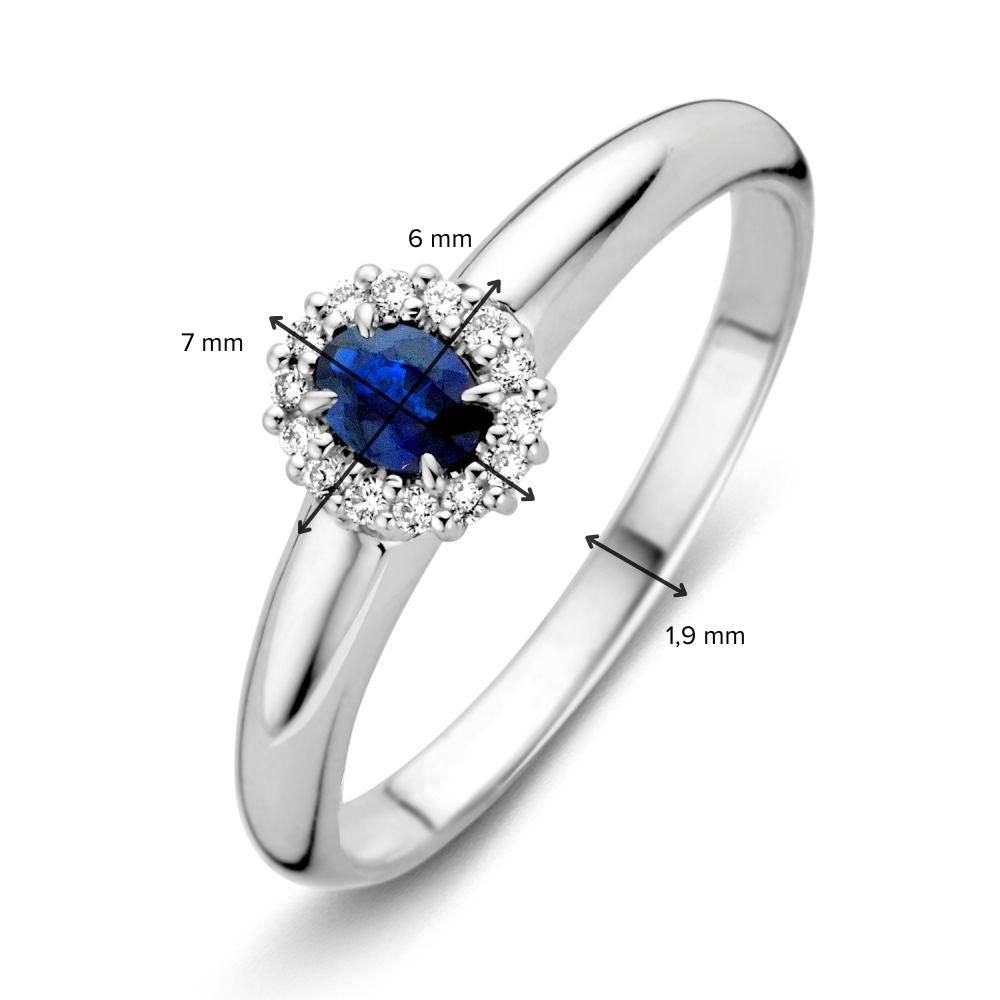 Damenring aus Weißgold mit Brillant und blauem Saphir – Elegant und Raffiniert