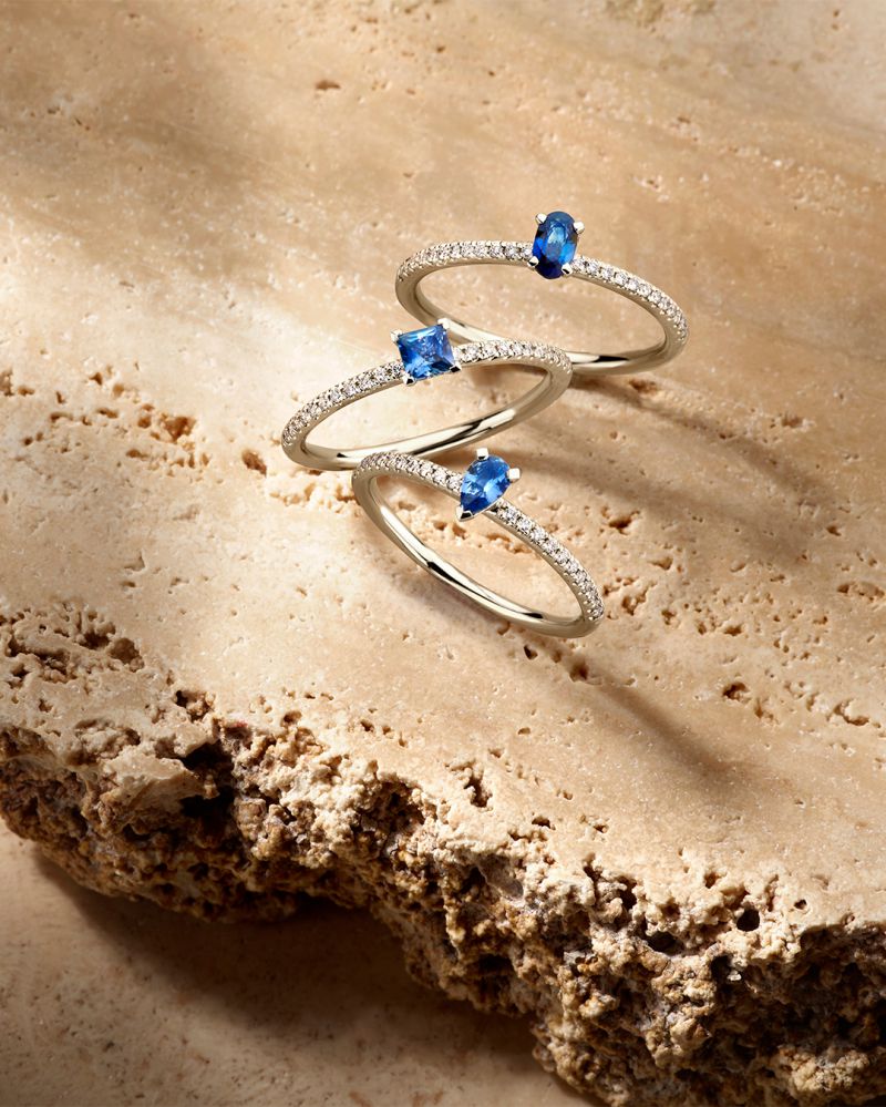 Ring Weißgold Brillant + Saphir