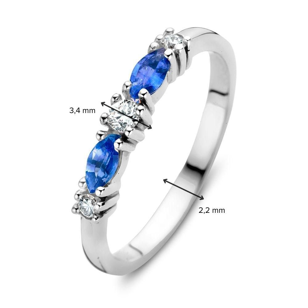Ring 18 kt Weißgold Brillant + Saphir