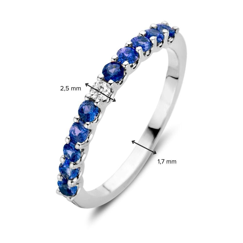Weißgoldring mit blauen Saphiren und weißen Brillanten – Eleganz von Van der Kooij