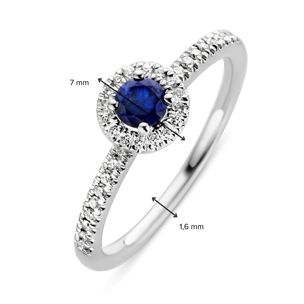 Weißgoldring mit blauem Saphir und Diamant: Harmonie und Eleganz