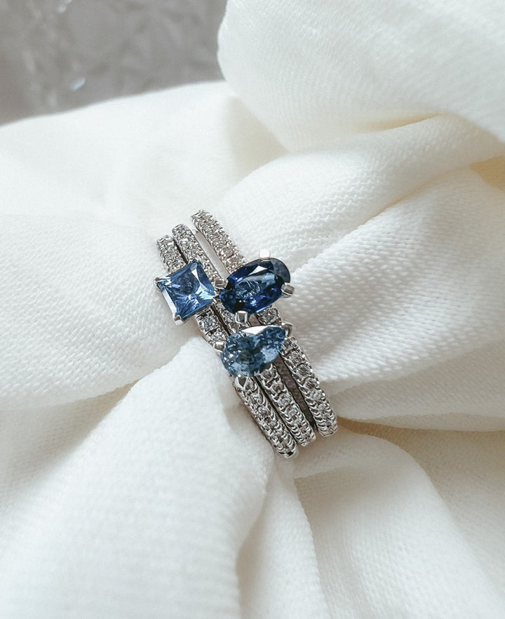 Ring witgoud briljant + saffier