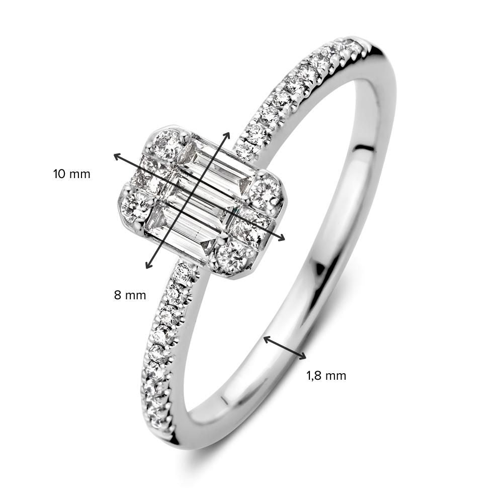 Weißgoldring in Smaragdform mit Baguette-Diamanten – 0,38 Karat