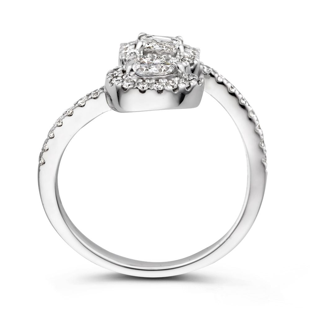 Weißgoldring mit Diamanten – 0,68 Karat – Diamanten im Smaragd- und Tropfenschliff