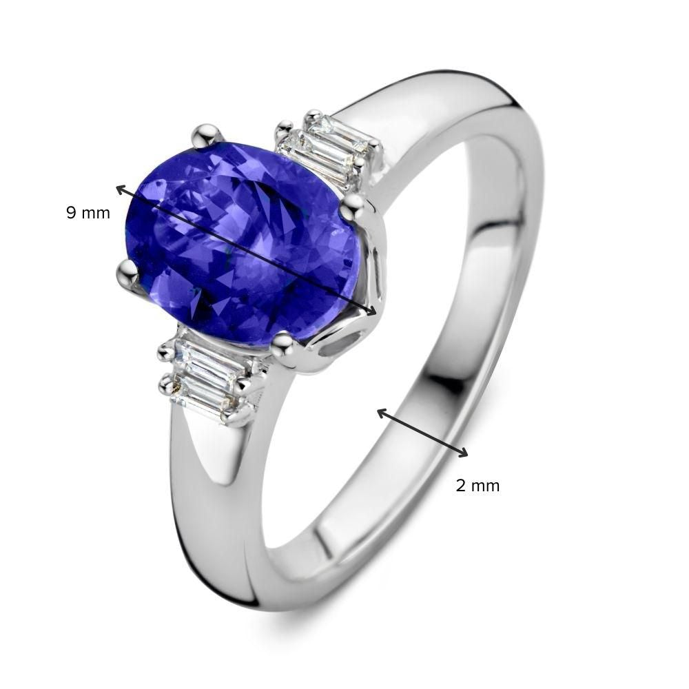Exquisiter Weißgoldring mit Tansanit und Diamanten – 2,04 Karat Tansanit