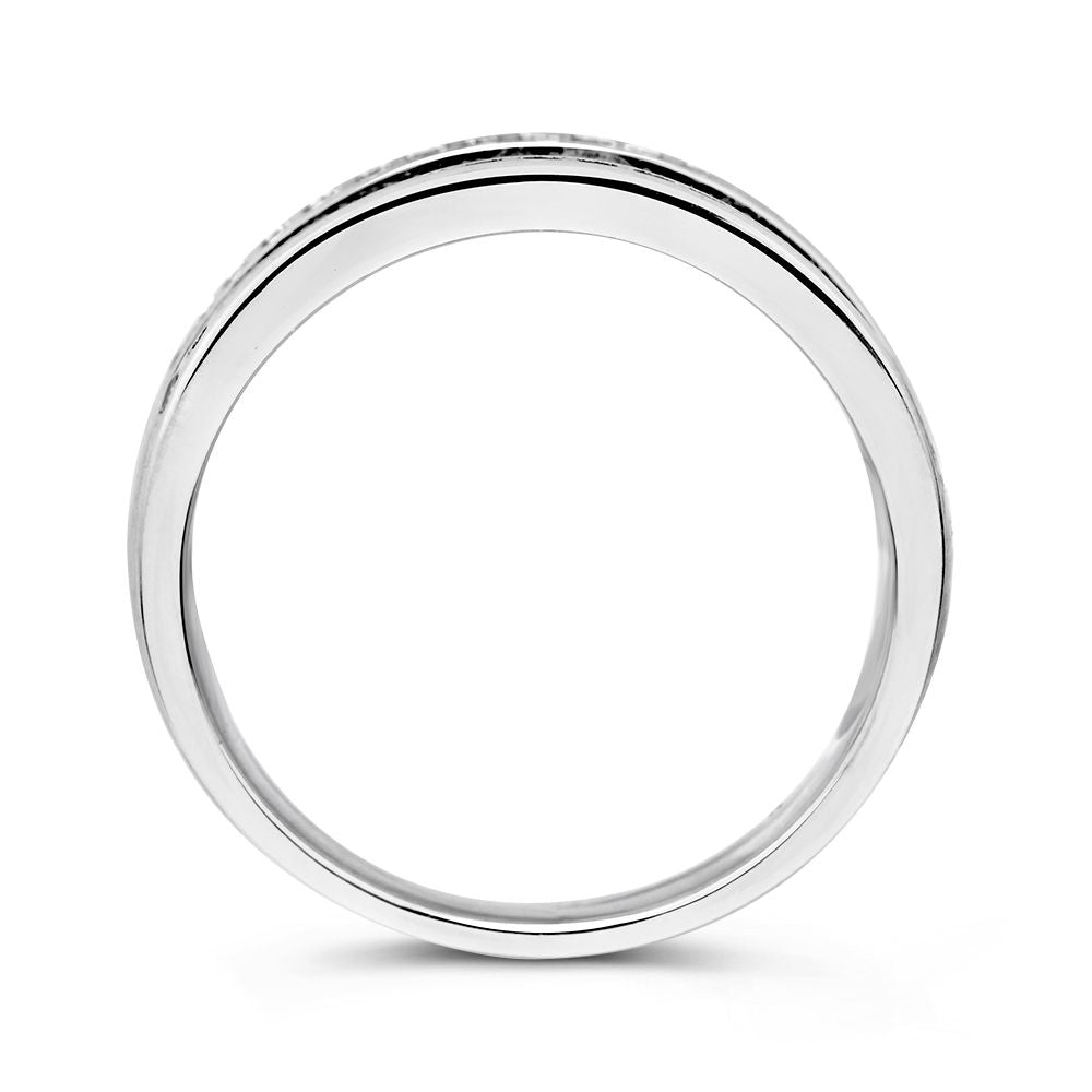 Eleganter Damenring aus Silber und 14 Karat Gelbgold mit Zirkonia