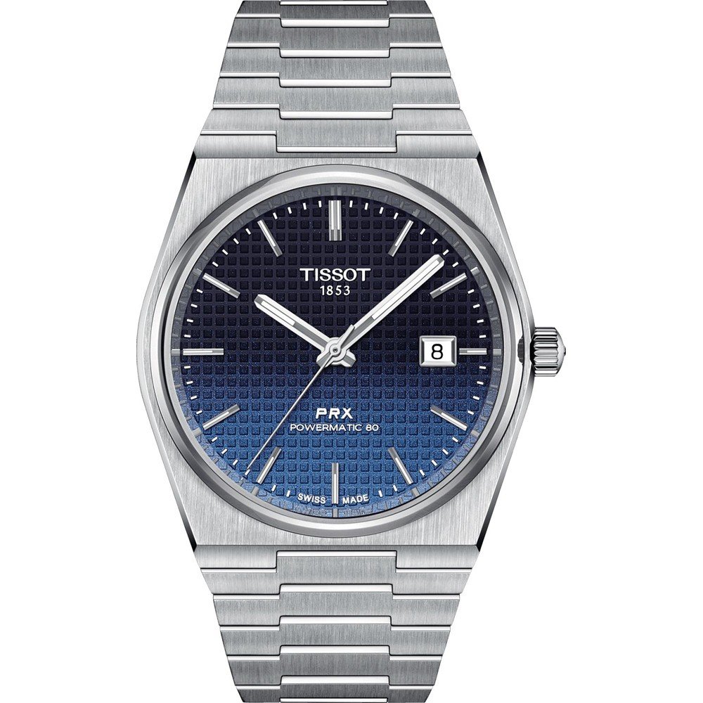 Herrenarmbanduhr mit silbernem Gehäuse, blauem Zifferblatt und Edelstahl-Mesh-Armband