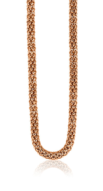 Kette aus vergoldetem Metall mit einer runden, glatten Form und feinem, strukturiertem Design