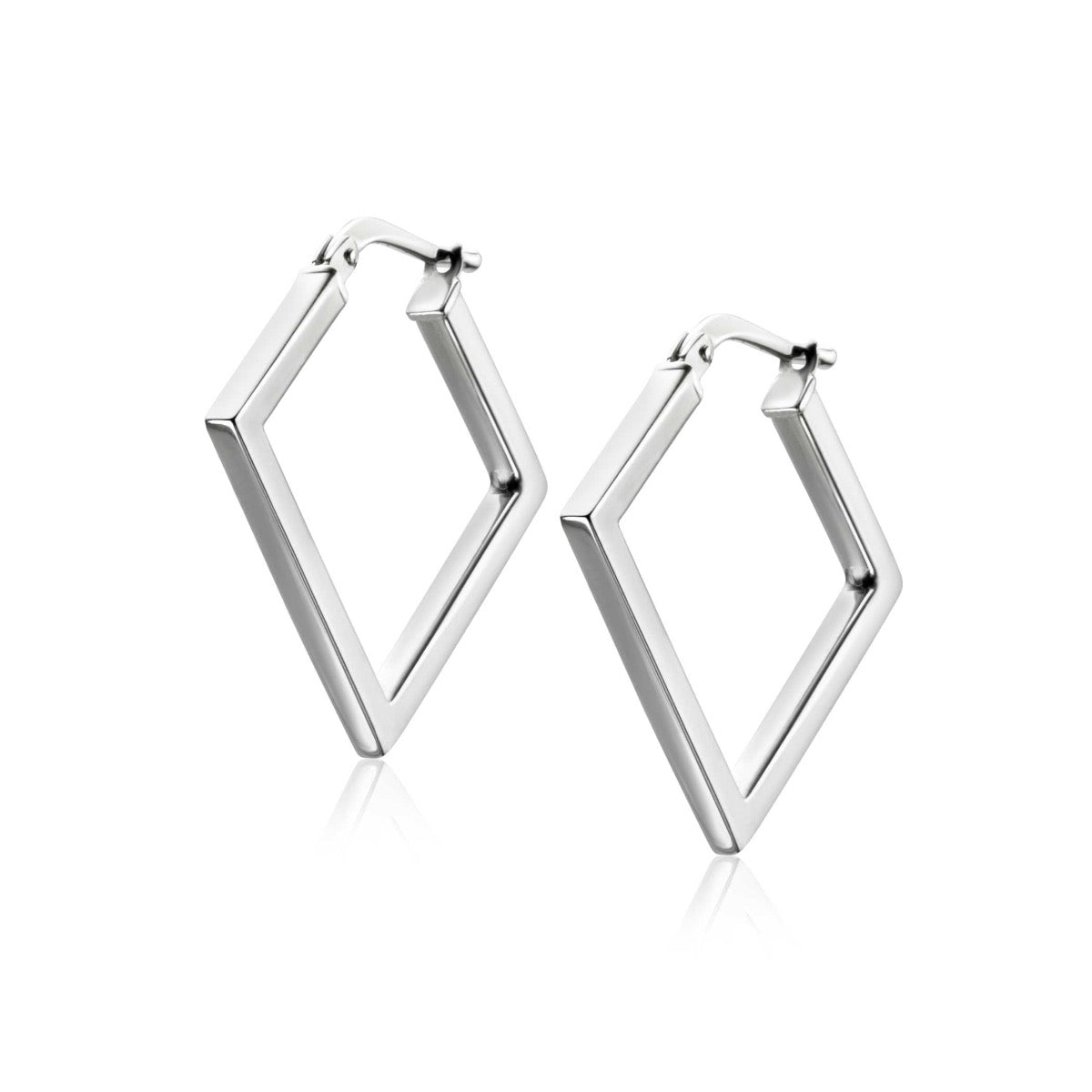 Ohrringe aus Silber in rautenförmigem Design mit glänzender Oberfläche