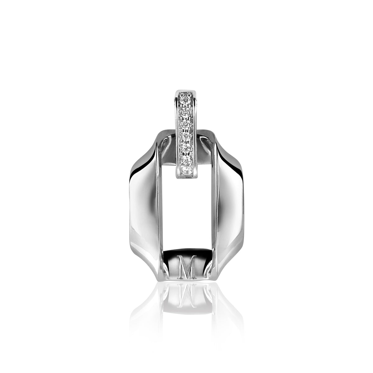Hänger aus Silber mit glänzender Oberfläche und einem kleinen, besetzten Edelstein