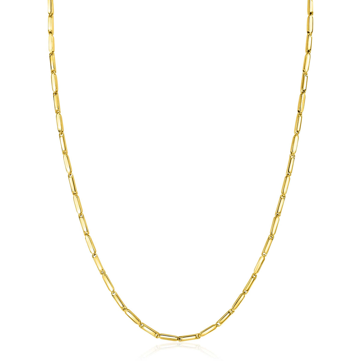Halskette aus Gold mit länglichen Gliedern in einer feinen, minimalistischen Form