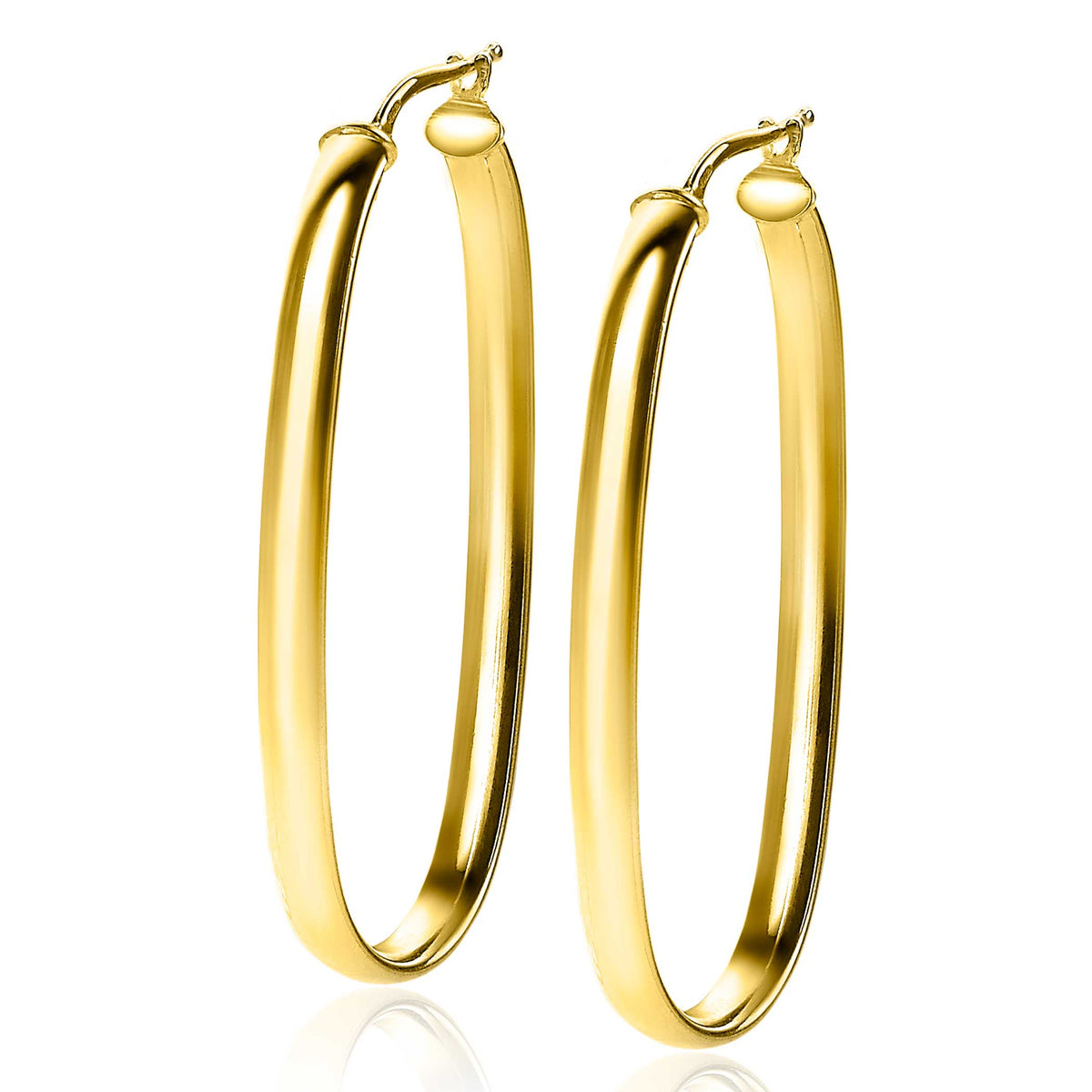 Goldplattierte Creolen mit glänzender Oberfläche in ovaler Form