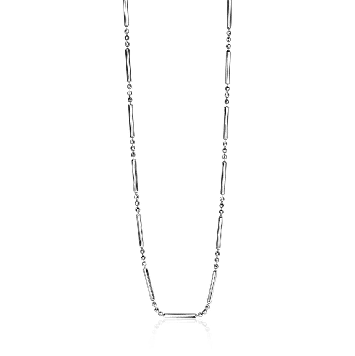 Kette aus Silber mit abwechselnden länglichen und runden Elementen