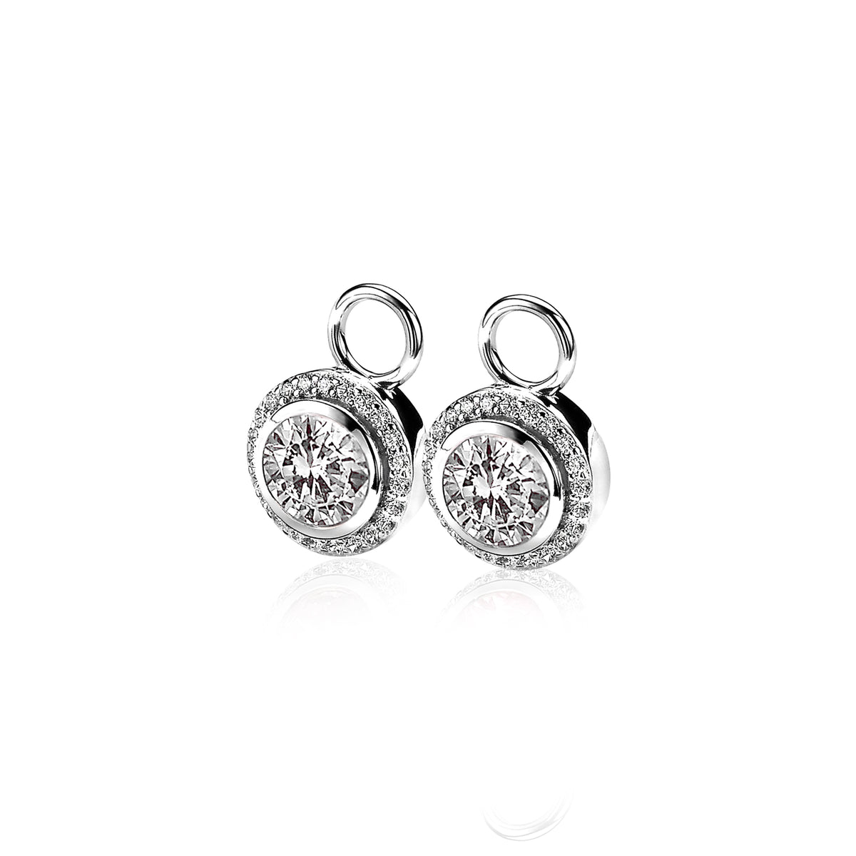 Ohrstecker aus Silber mit runden Zirkonia und funkelndem Pavé-Rand