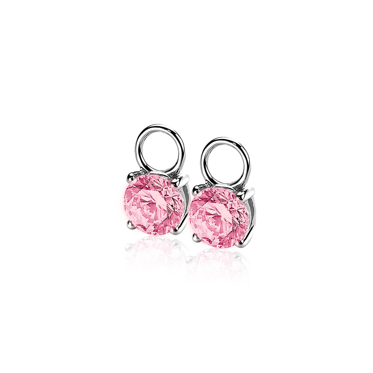 Ohrringe aus Silber mit rosa Edelsteinen in runder Form