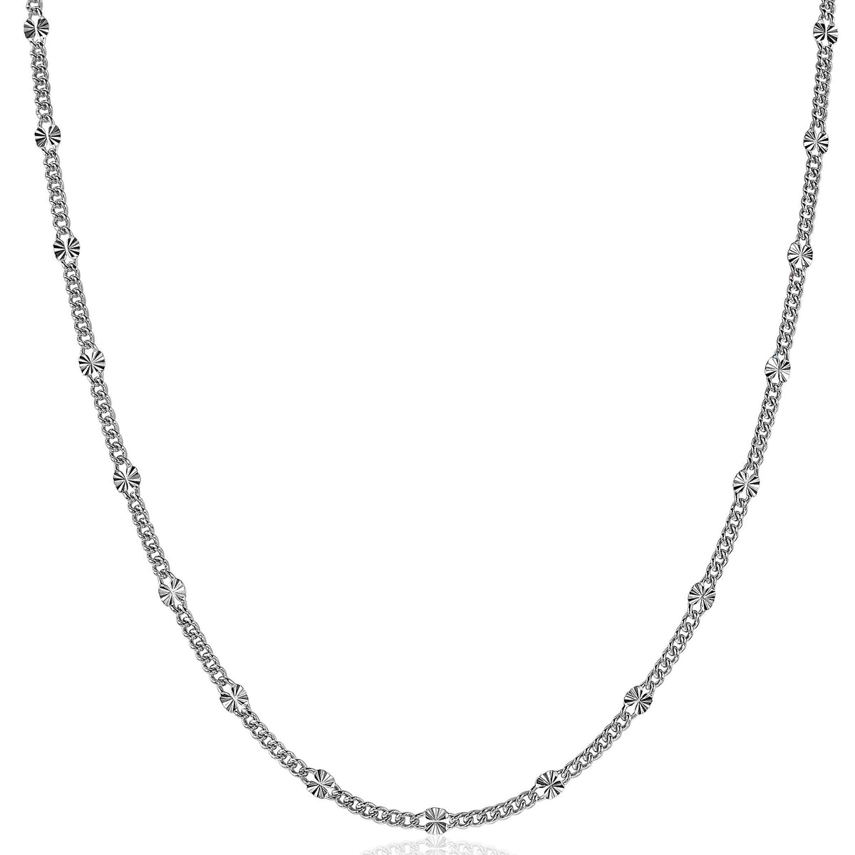 Kette aus Silber mit runden, glitzernden Elementen und feiner Gliederung