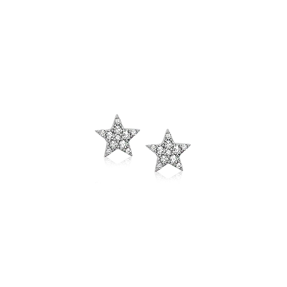 Ohrringe in Form eines Sterns aus Silber mit funkelnden Zirkonia-Steinen