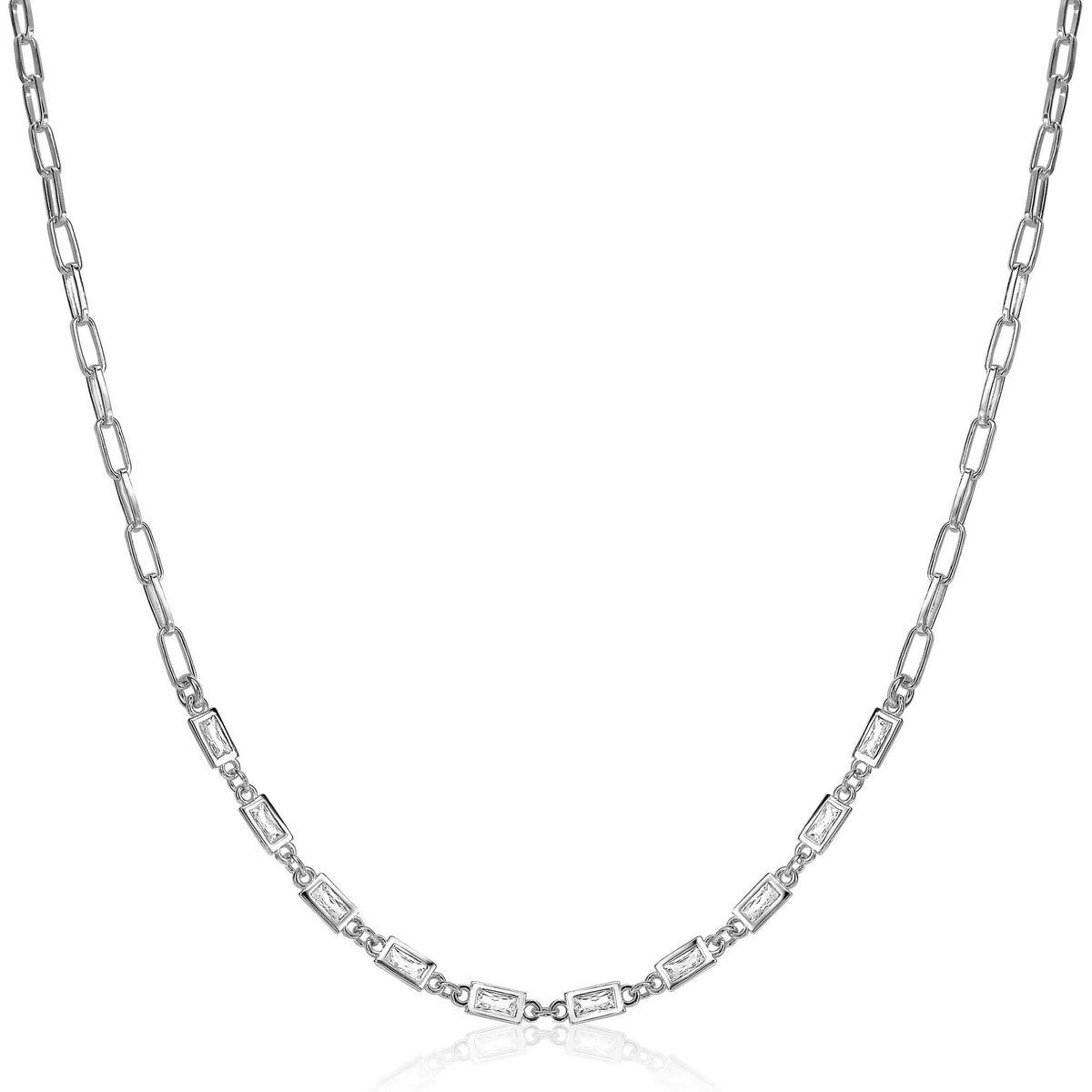 Kette aus Silber mit ovalen und rechteckigen Gliedern in glänzender Optik