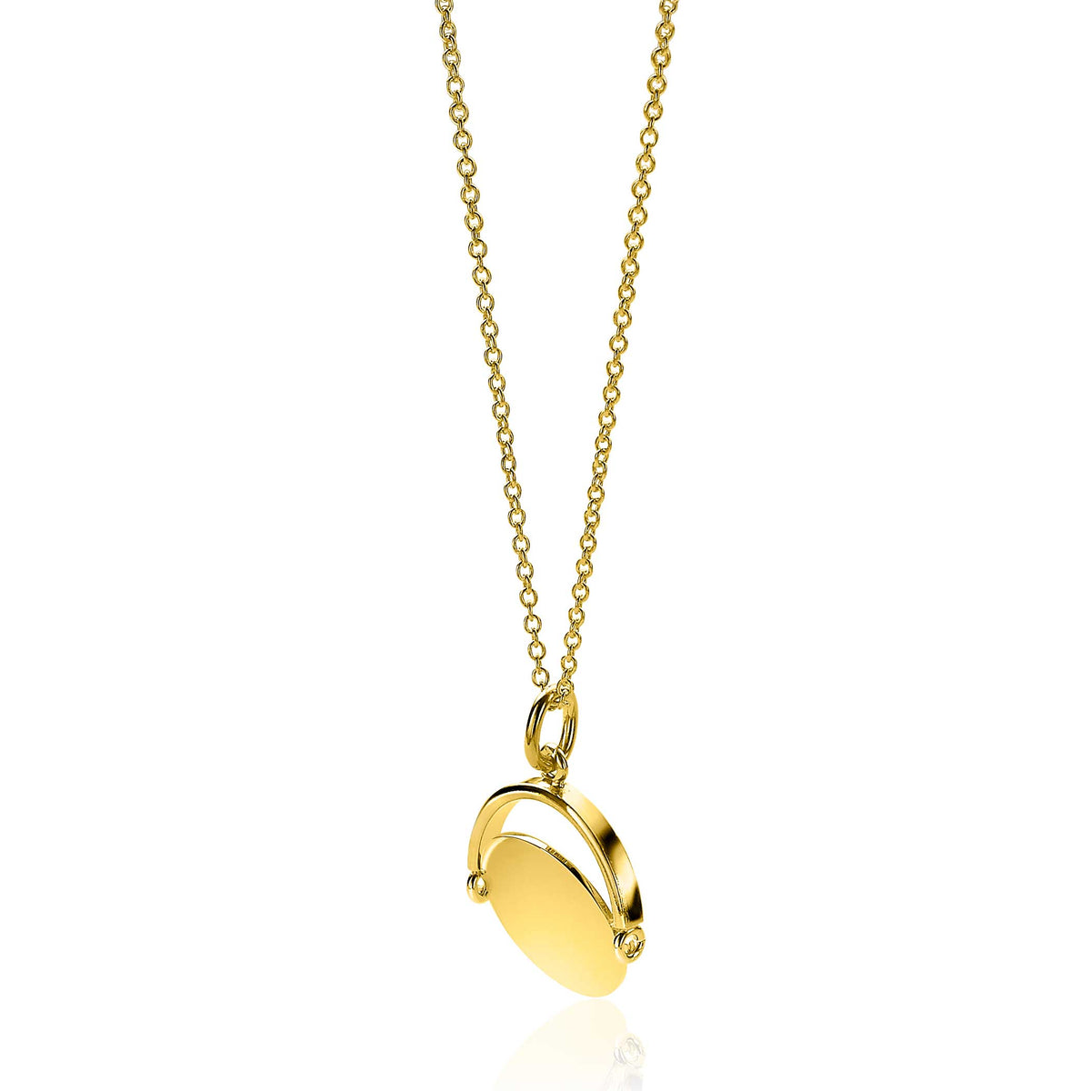 Halskette mit goldplattiertem Anhänger in ovaler Form und feiner Gliederkette