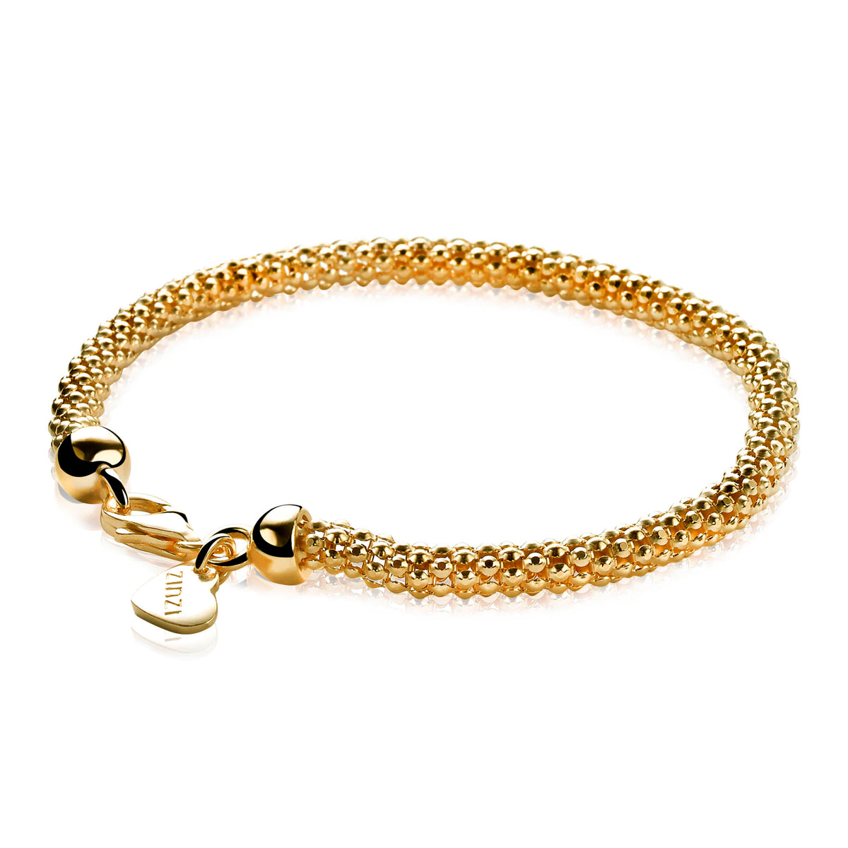 Armband aus vergoldetem Material mit feinem, geflochtenem Design und Karabinerverschluss
