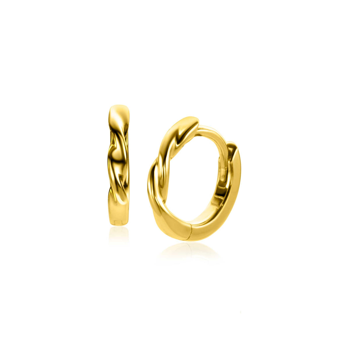 Goldplattierte Creolen mit gewundenem Design und glänzender Oberfläche
