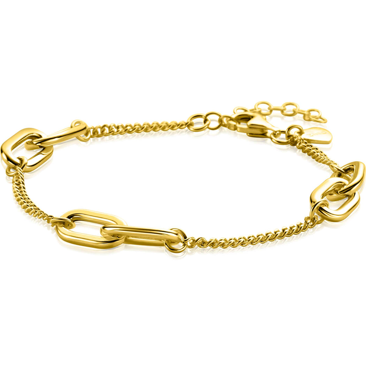 Goldplattiertes Armband mit ovalen Gliedern und feiner Kette