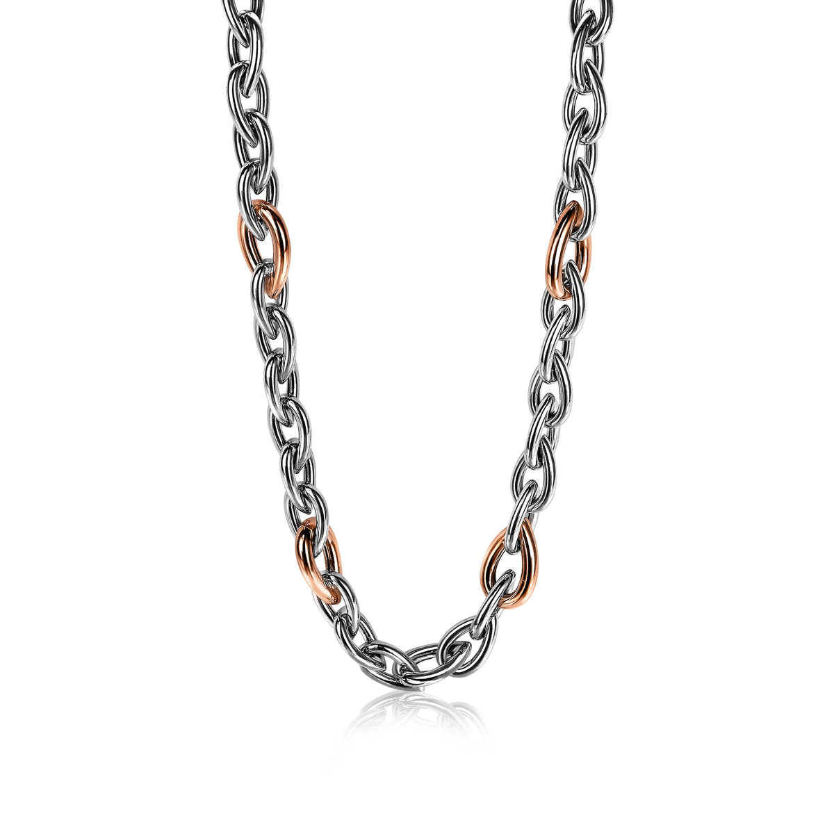 Kette aus vergoldetem Metall mit silbernen und roségoldenen Gliedern