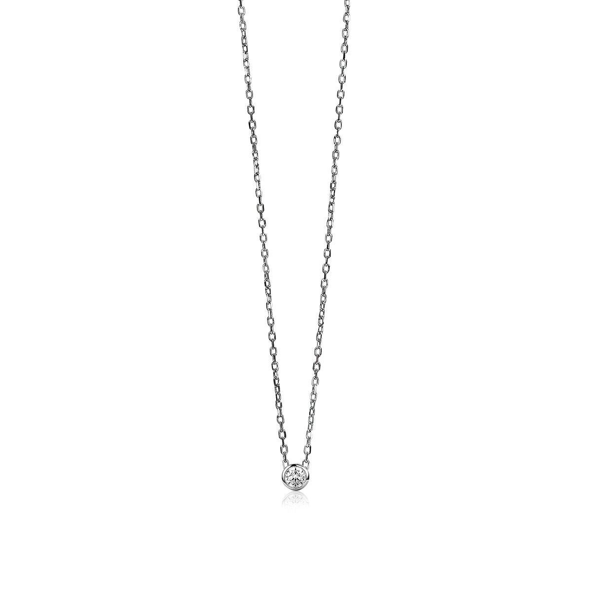 Kette aus Silber mit rundem Anhänger und funkelndem Edelstein