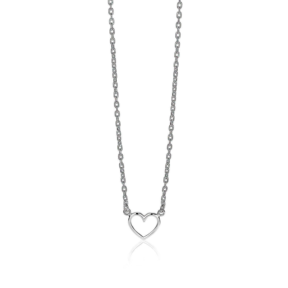 Kette aus Silber mit herzförmigem Anhänger und feiner Gliederkette