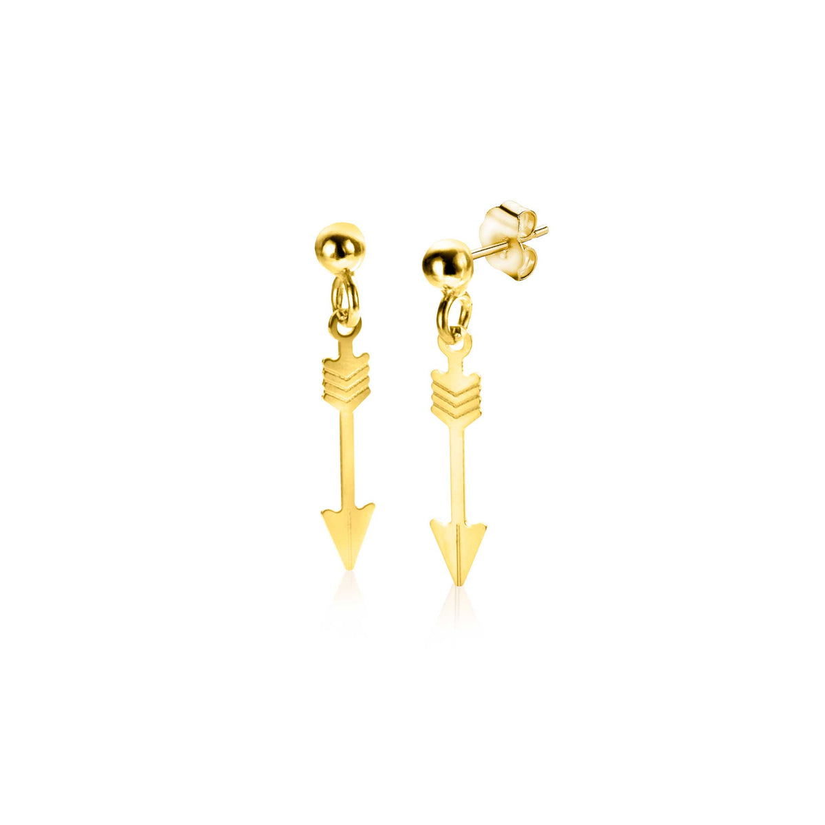 Goldene Ohrringe in Pfeilform mit glänzender Oberfläche und Steckverschluss
