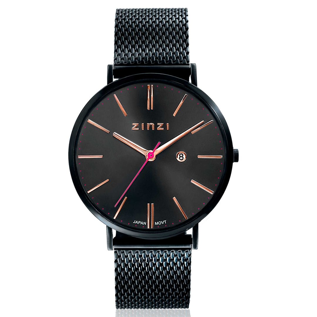 Zinzi Schwarze Uhr Stahl Ziw409 M