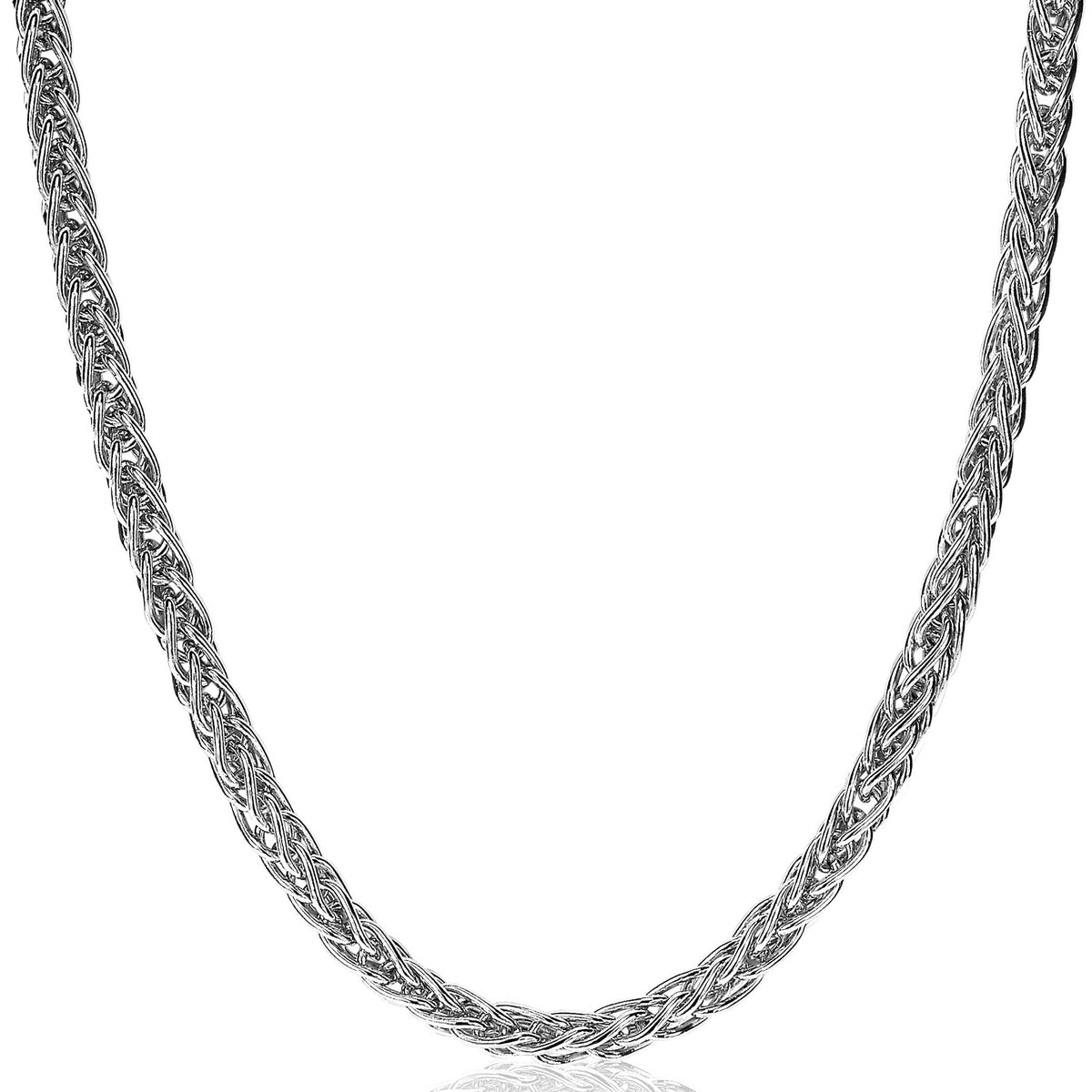 Halskette aus Silber mit geflochtenem Design und glänzender Oberfläche