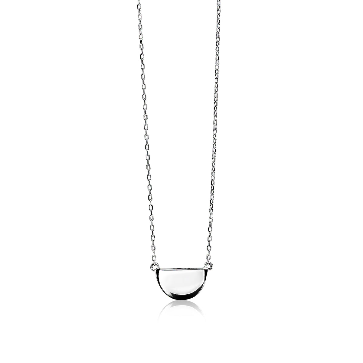 Kette aus Silber mit halbmondförmigem Anhänger und feiner Gliederkette