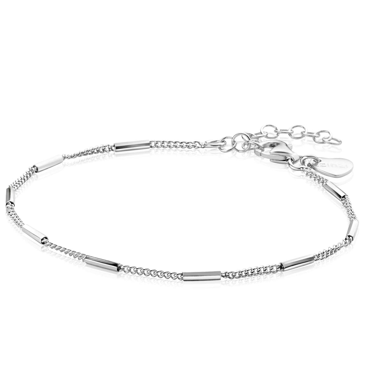 Armband aus Silber mit länglichen und runden Gliedern sowie Verlängerungskette