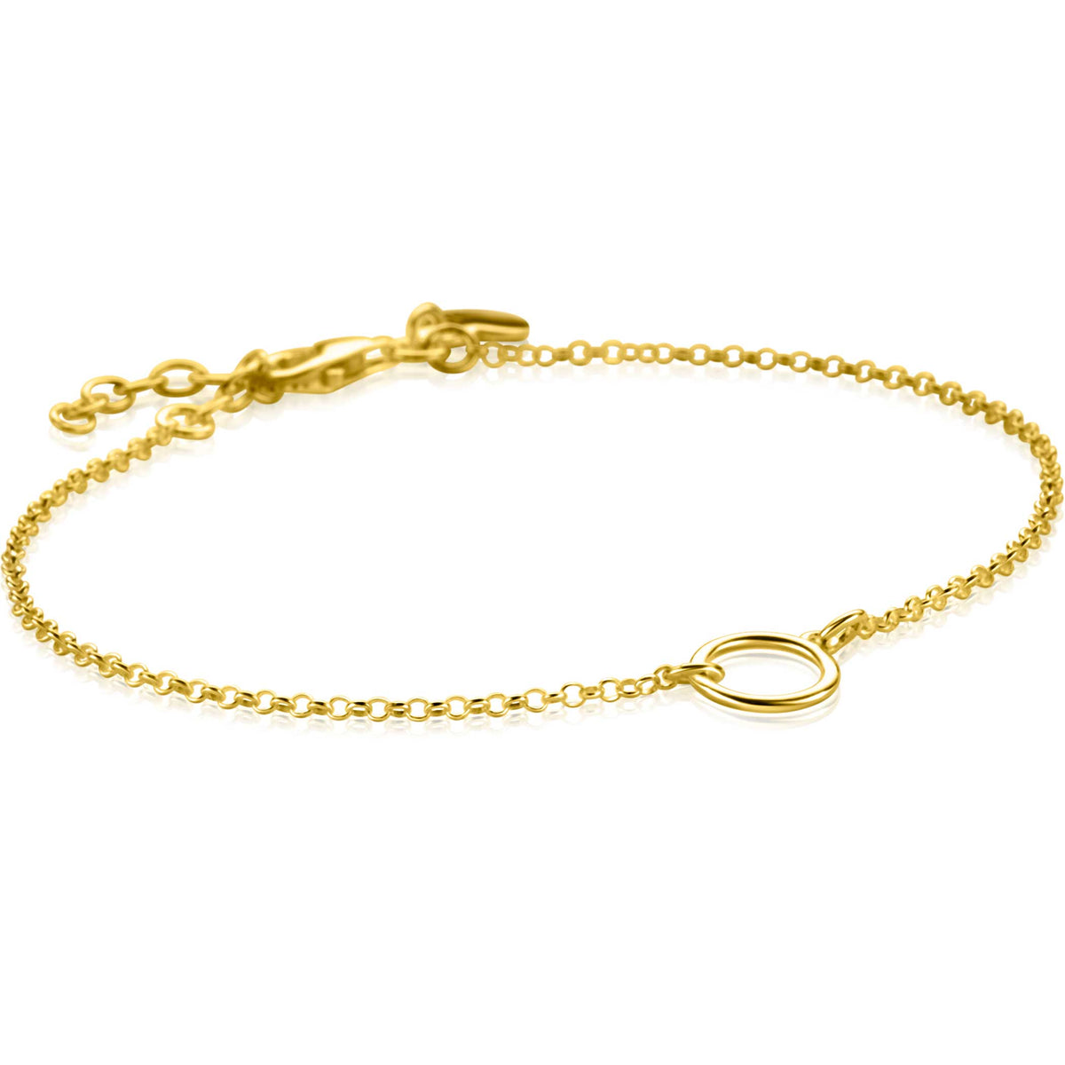 Goldplattiertes Zinzi Armband mit feiner Kette und einem runden Anhänger