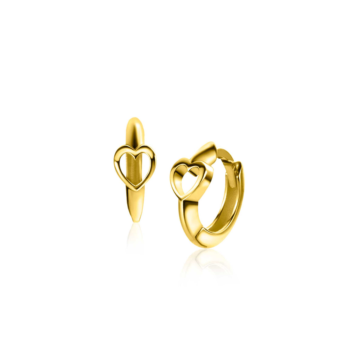 Goldene Ohrringe mit Herzdesign und geschlossener Form