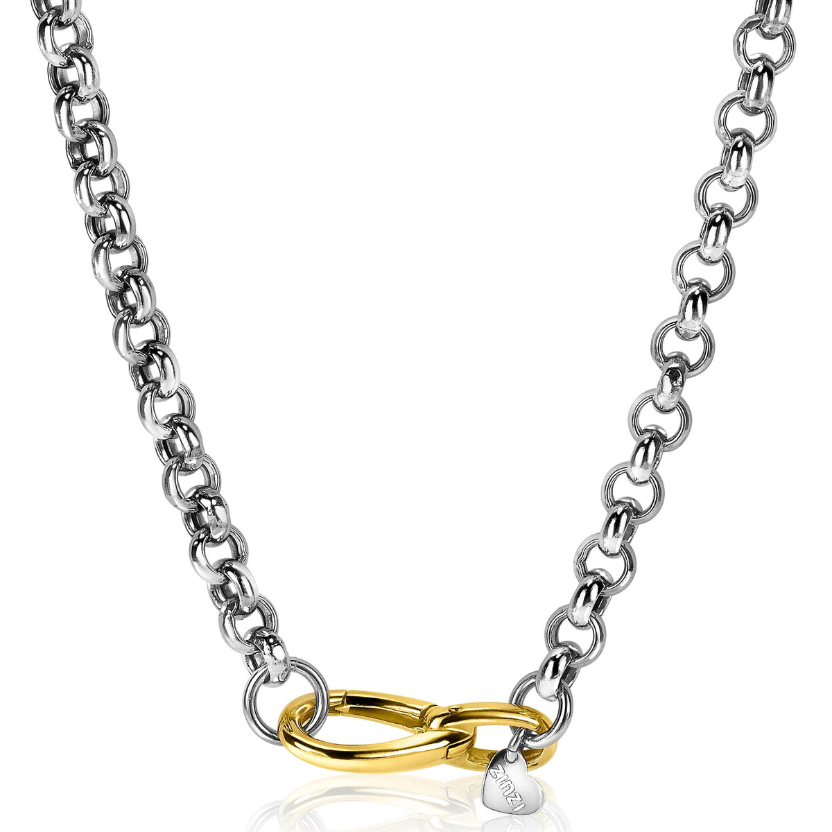 Kette aus Silber mit goldener und diamantbesetzter Anhängerschlaufe
