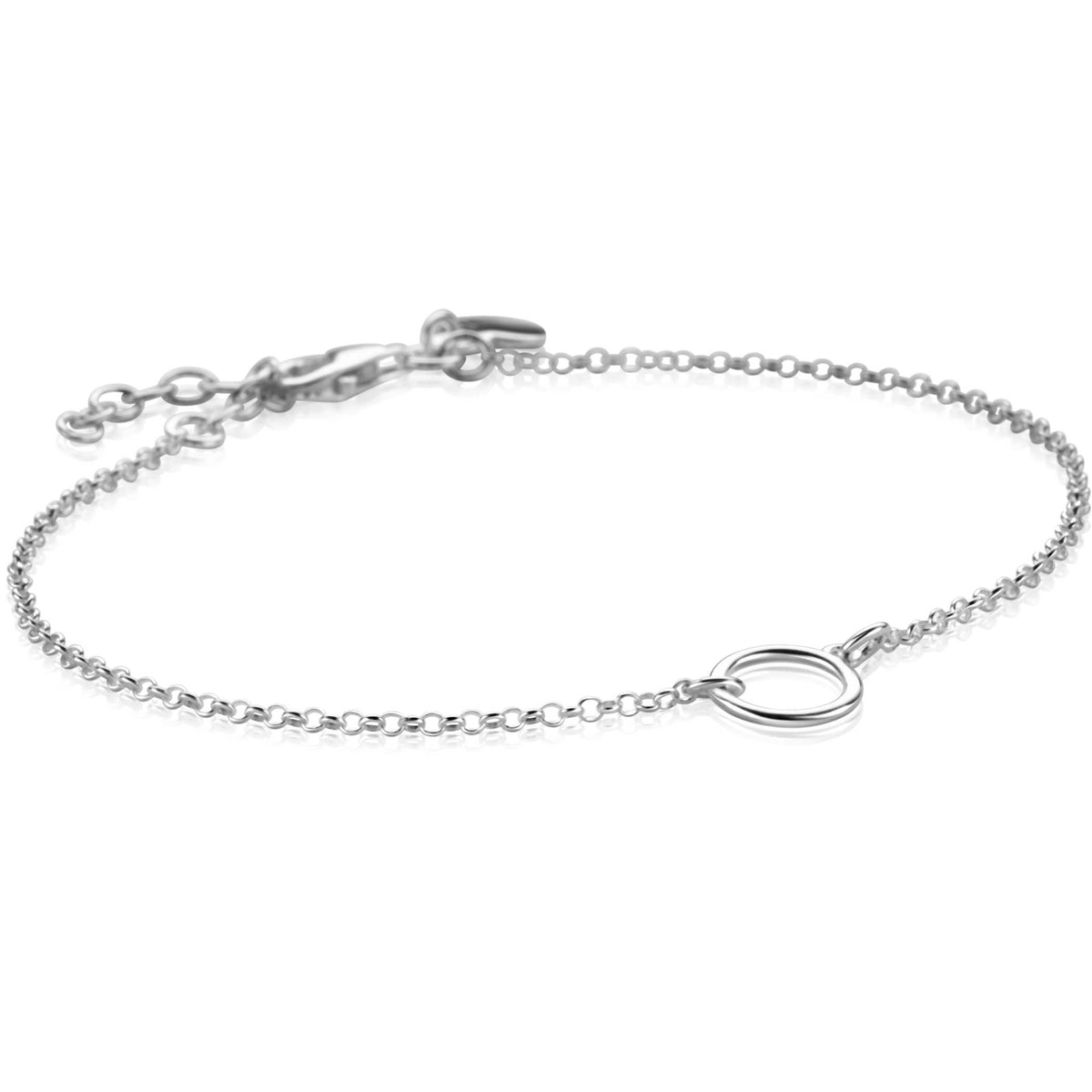 Silbernes Armband mit feiner Kette und ovalem Anhänger