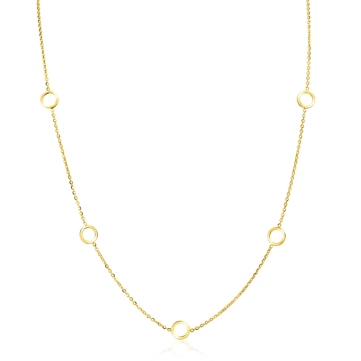 Halskette aus Gold mit runden Elementen und feiner Gliederkette