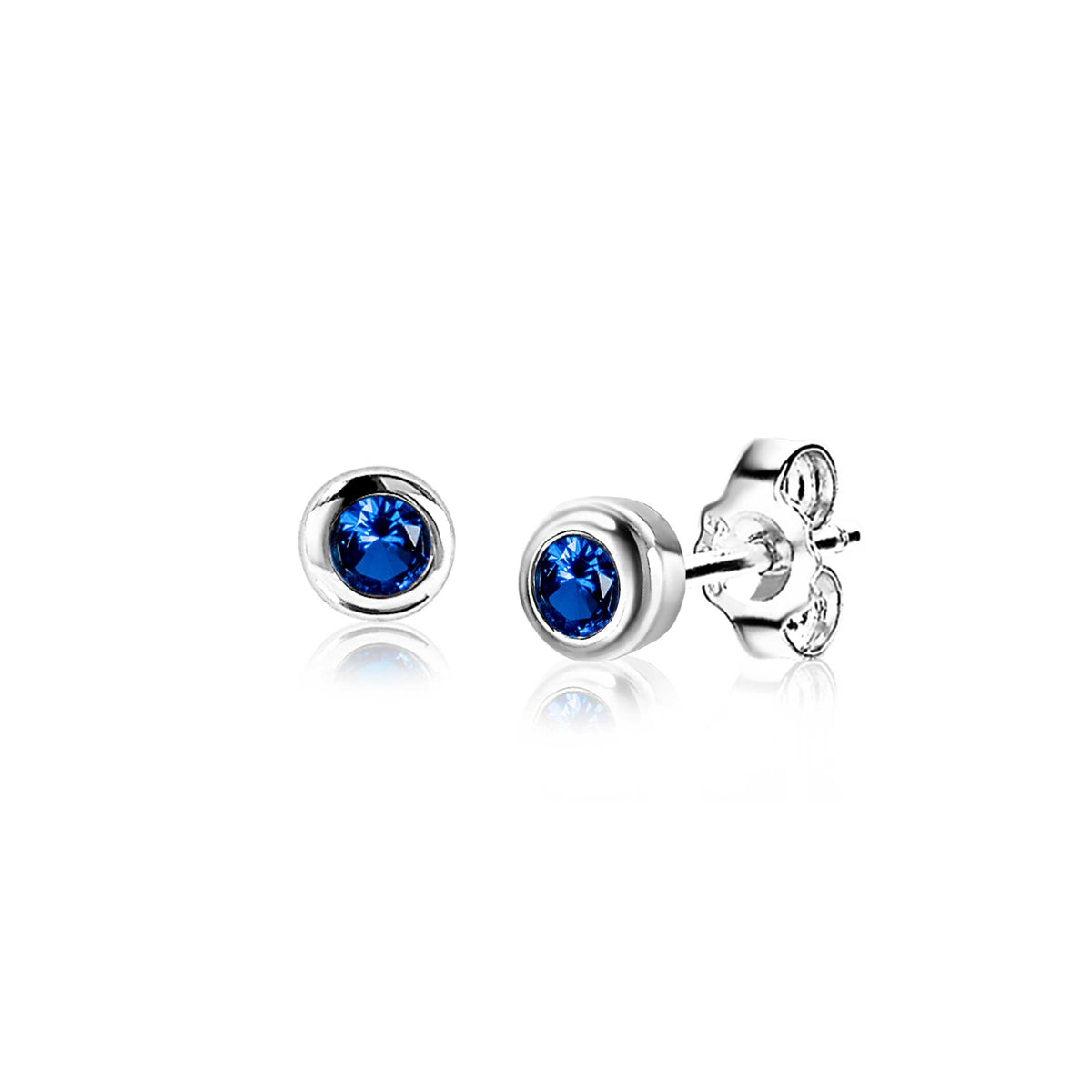 Ohrringe aus Silber mit blauen Edelsteinen in runder Form