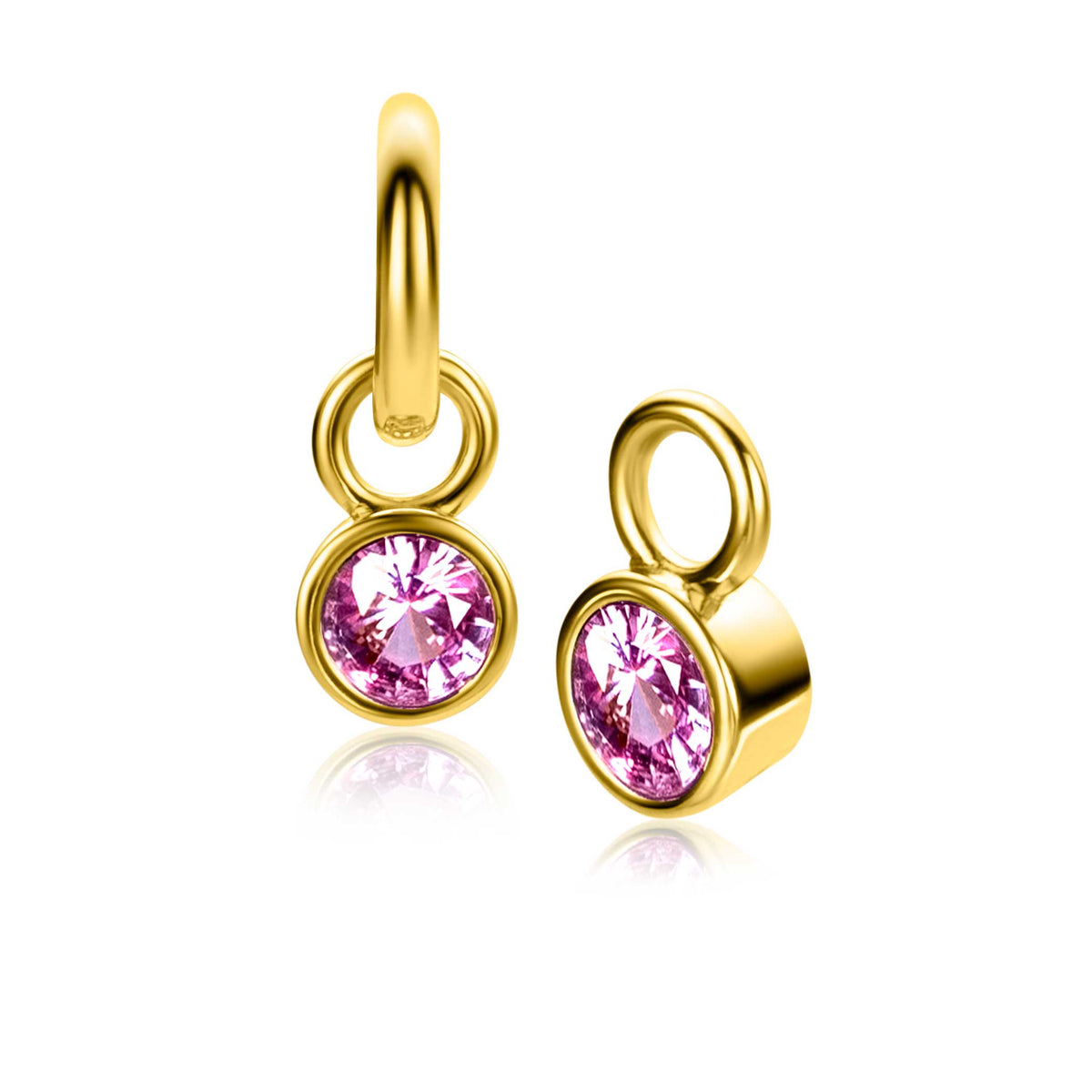 Ohrringe aus Silber mit rosa Zirkonia-Steinen in runder Form