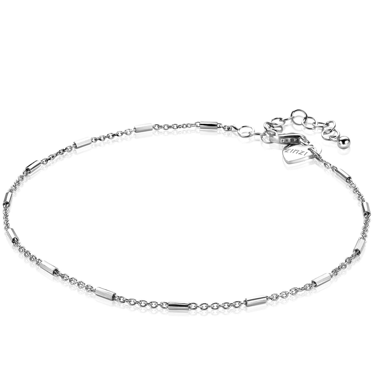 Kette aus Silber mit länglichen und runden Gliedern, verstellbar mit Karabinerverschluss