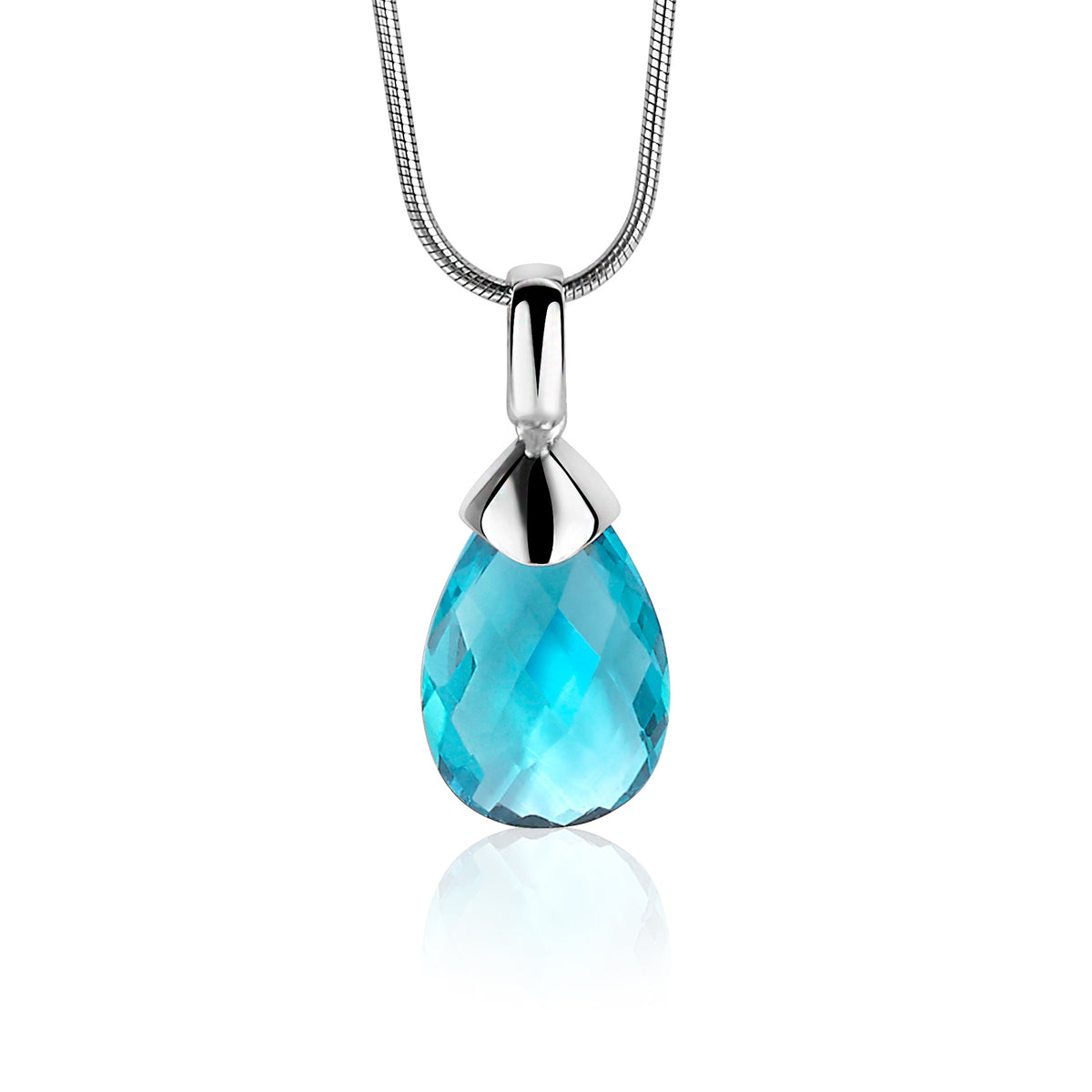 Hänger aus Silber mit tropfenförmigem, facettiertem, blauem Edelstein