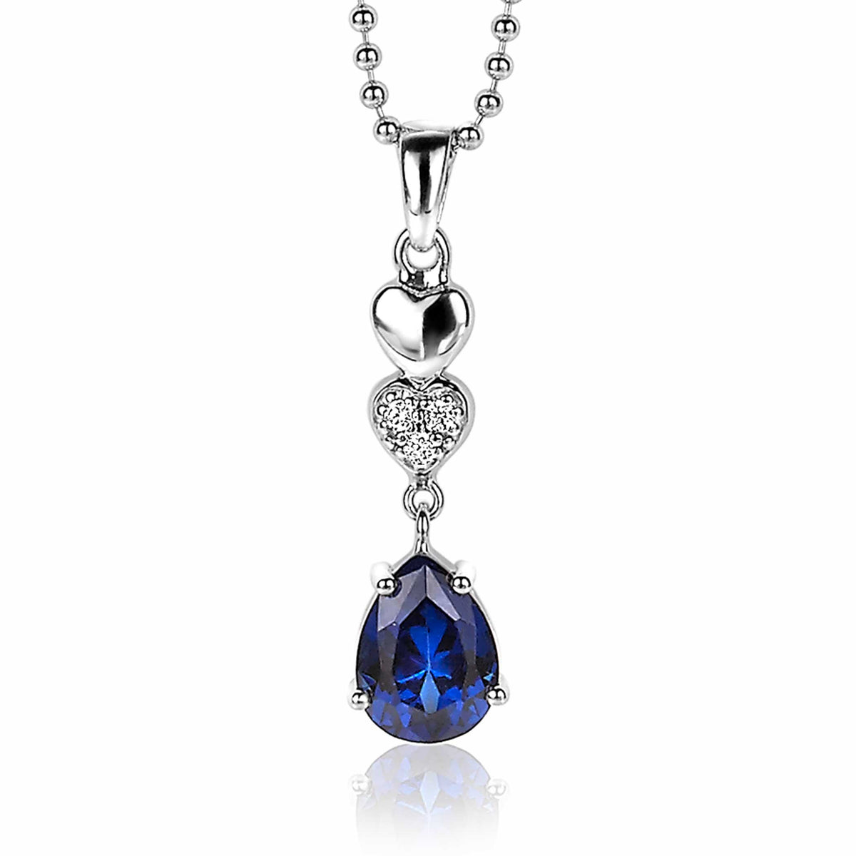 Hänger aus Silber mit herzförmigem Anhänger und tropfenförmigem, blauem Edelstein