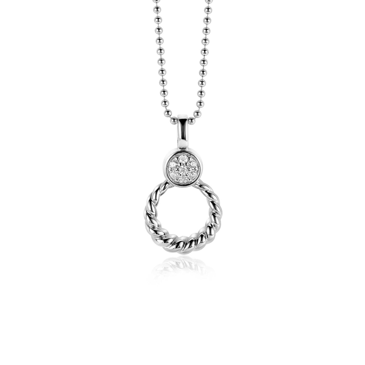 Hänger aus Silber mit einem geflochtenen Ring und einem Zirkonia-Besatz