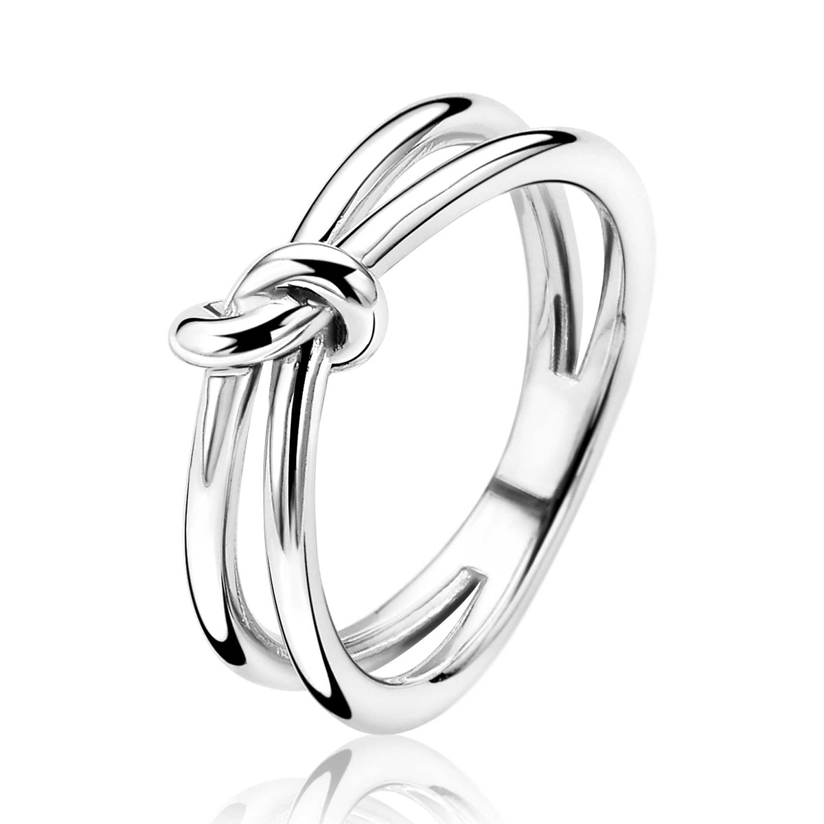 Ring aus Silber mit einem Knoten-Design und glatter Oberfläche