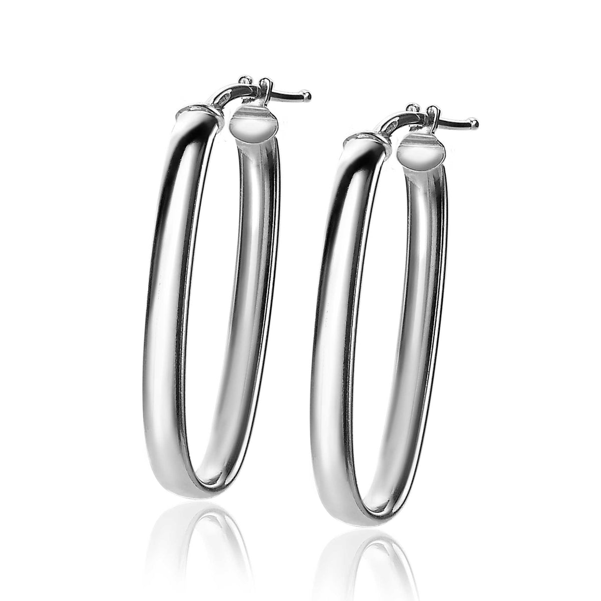 Ohrringe aus Silber mit glänzender, runder Form und schmalem Design