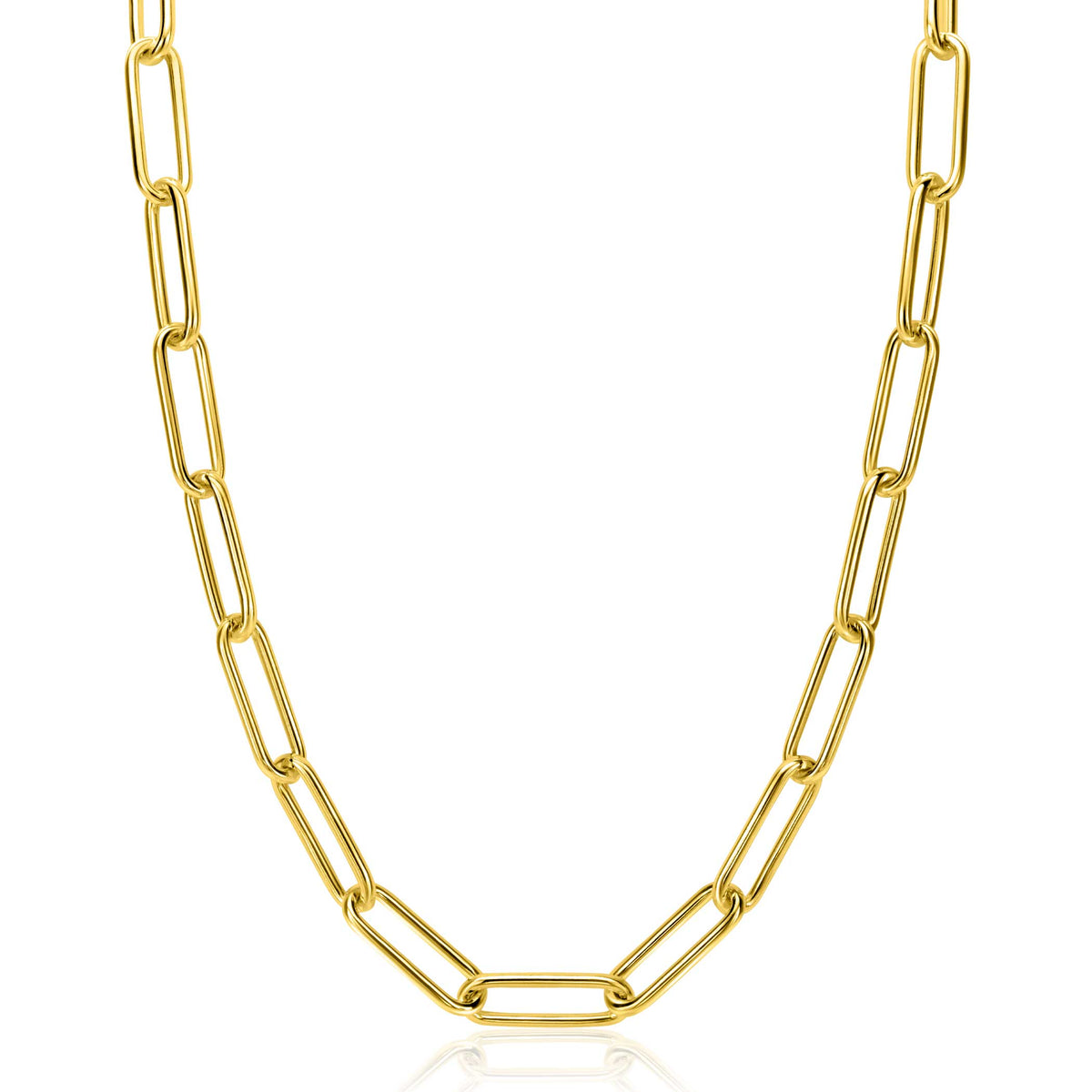 Kette aus vergoldetem Metall mit länglichen Gliedern in einer modernen Form